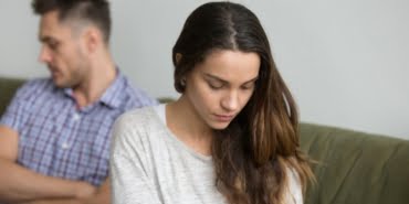 Concerned wife being sad about family problems