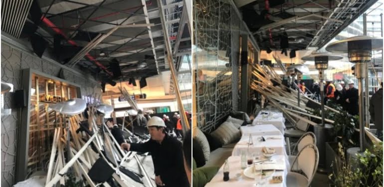 AVM’de kafenin çatısı çöktü