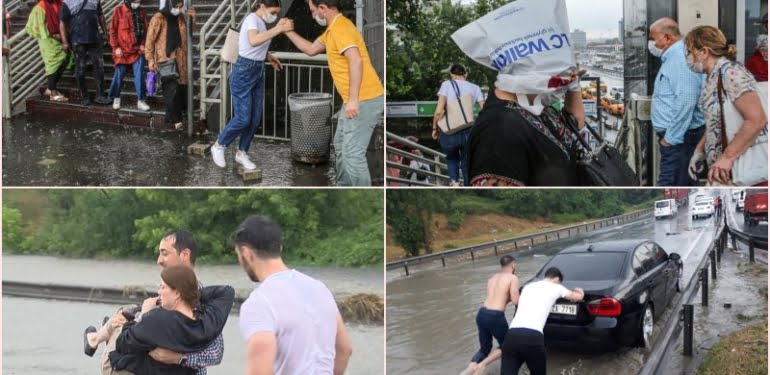 Şiddetli yağış İstanbul’da hayatı felç etti