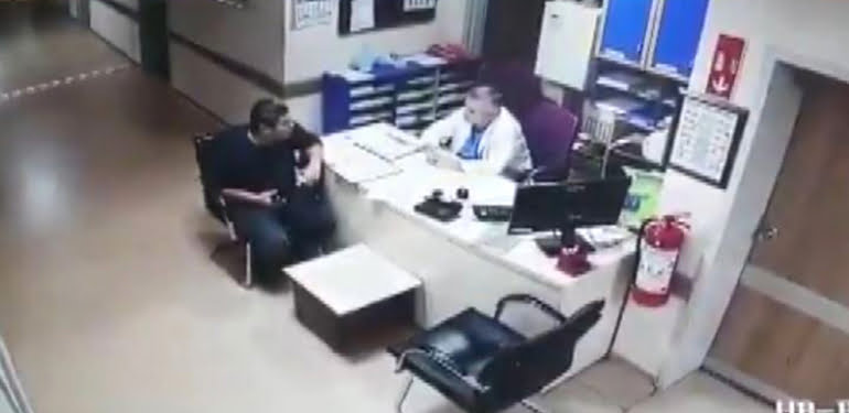Doktorun başına tavandan işçi düştü