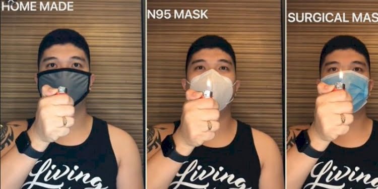 Altı farklı maske türünün etkisini, çakmakla çektiği videolarla gösteren genç