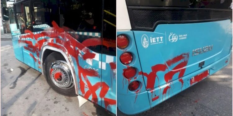 Otobüse alınmayınca aracı kırmızıya boyadı