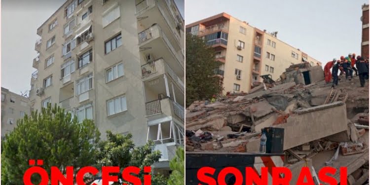 İşte İzmir depreminde yıkılan binaların öncesi ve sonrası