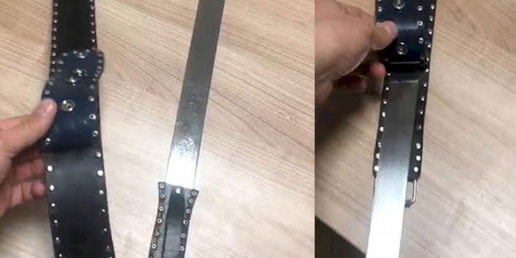 Şüpheli kişinin üzerinden kemer görünümlü döner bıçağı çıktı