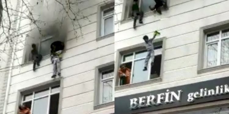 Yangında can pazarı: Çocukları penceren attı, vatandaşlar tuttu