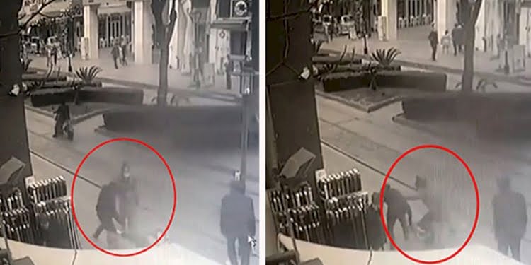 Çevredekilerin izlediği kavgaya yoldan geçen kadın müdahale etti