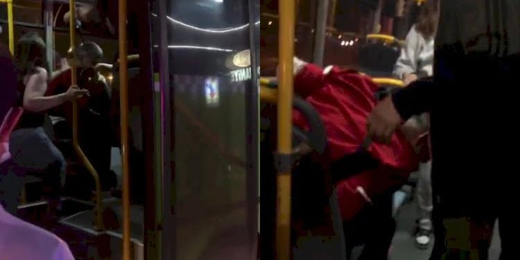 Genç kızlar tacizle suçladıkları kişiyi böyle dövdü