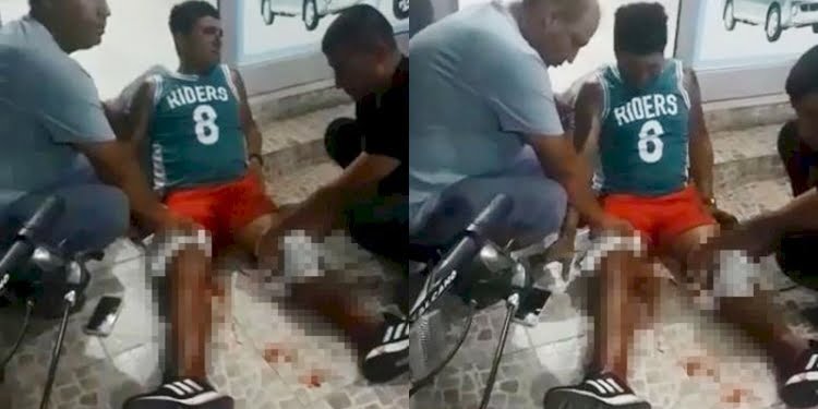 Bacaklarından vuruldu, yerde oturarak ambulansı bekledi