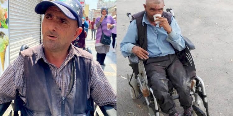 Dükkanın önünde duran engelliye tekme attı