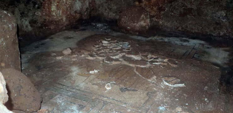 İnşaat kazısında insan ve hayvan figürlü mozaik bulundu