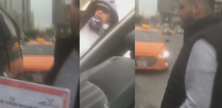 Taksiciler yol kesip evrak kontrolü yaptı
