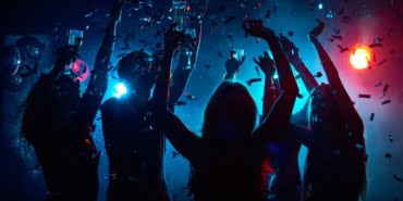 Nightclub party with confetti