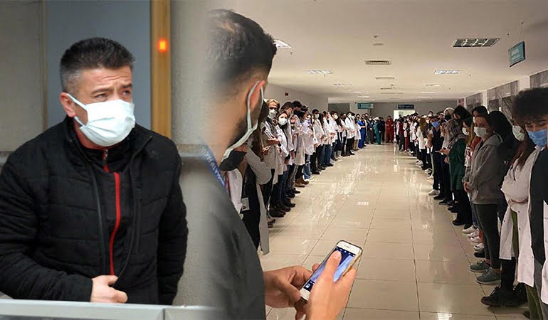 Doktoru darbeden uzman çavuş hastanede protesto edildi