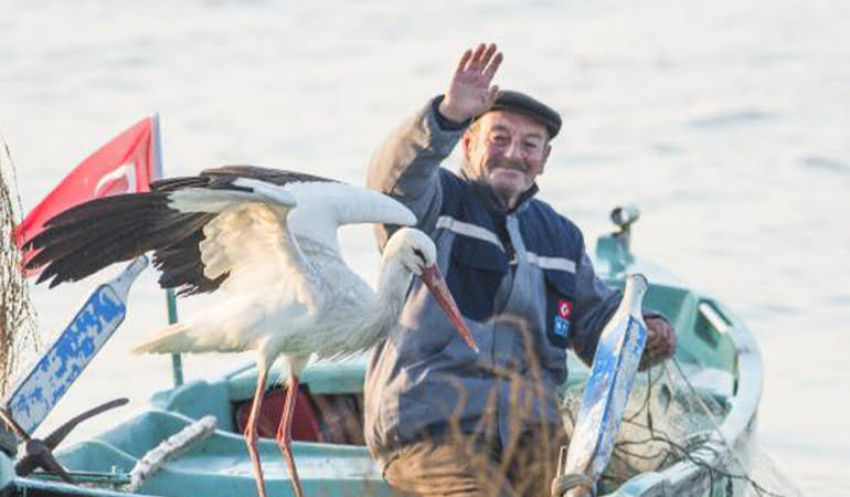 Filme konu olan dostluk: Yaren Leylek ve balıkçı Adem yeniden buluştu