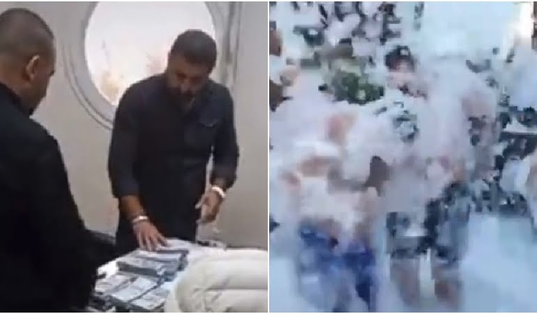 Uyuşturucu parasıyla köpük banyosu kamerada