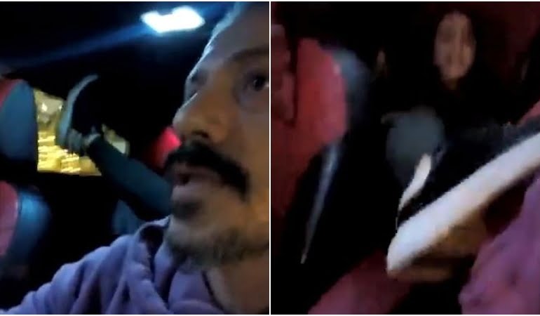 Direksiyon başındaki taksiciye tekme attı