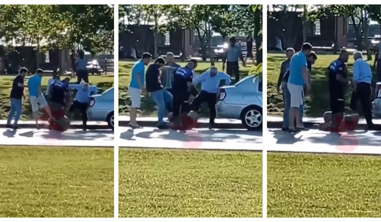 Samsun’daki çıplak kişiyi bir grup vatandaş zabıtayla birlikte darp etti