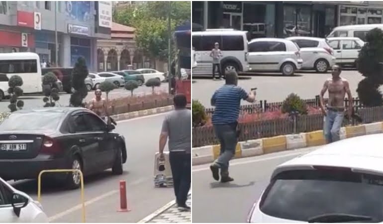 Yanında pitbull gezdiren kişi, küfürler edip polise bıçak çekti