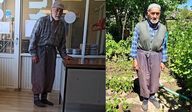 Binaya girerken yerler kirlenmesin diye ayakkabısını çıkardı