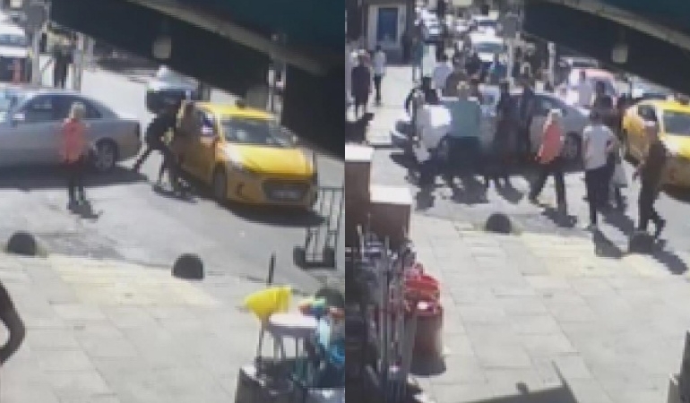 Kadını kaçırmaya çalışan kişiye esnaf engel oldu