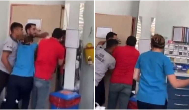 Sağlık çalışanları şiddeti kapıya yaslanarak önledi