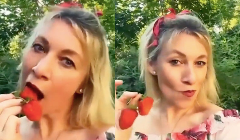 Rusya Dışişleri Sözcüsü Zaharova’nın çilekli videosu olay oldu