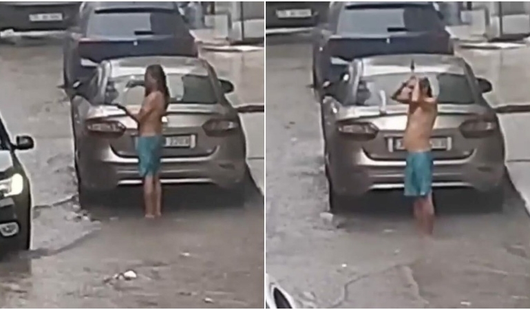 Sel suyunda şampuanla yıkandı