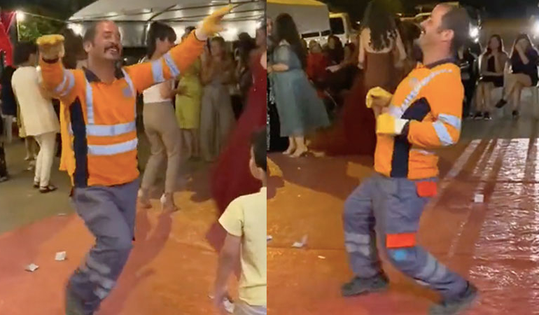 Temizlik işçisinden dans şov