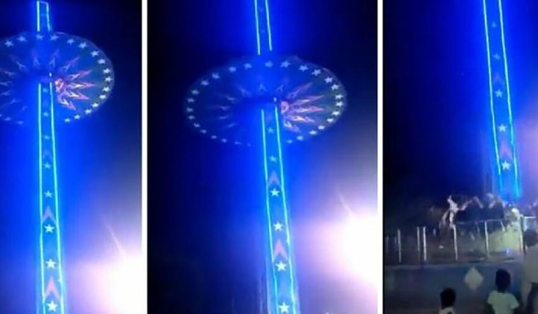 Hindistan’da lunaparktaki eğlence aracı zemine çakıldı
