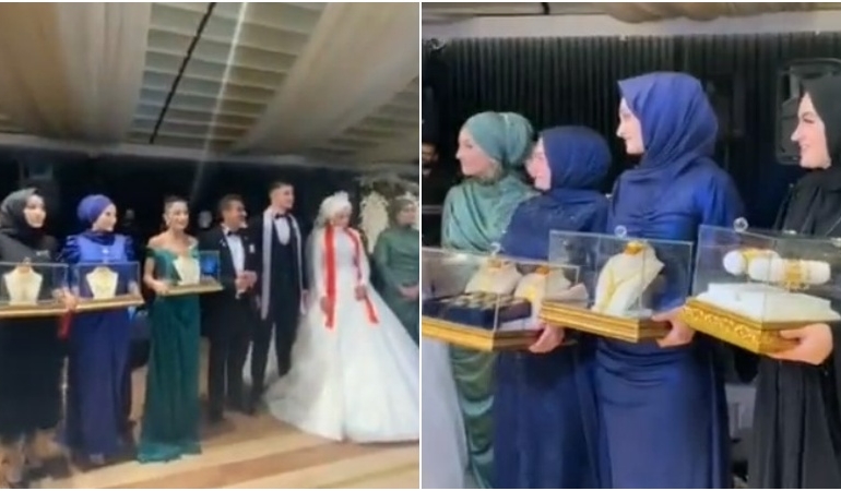 Düğünde geline takılan altın ve setler gündem oldu
