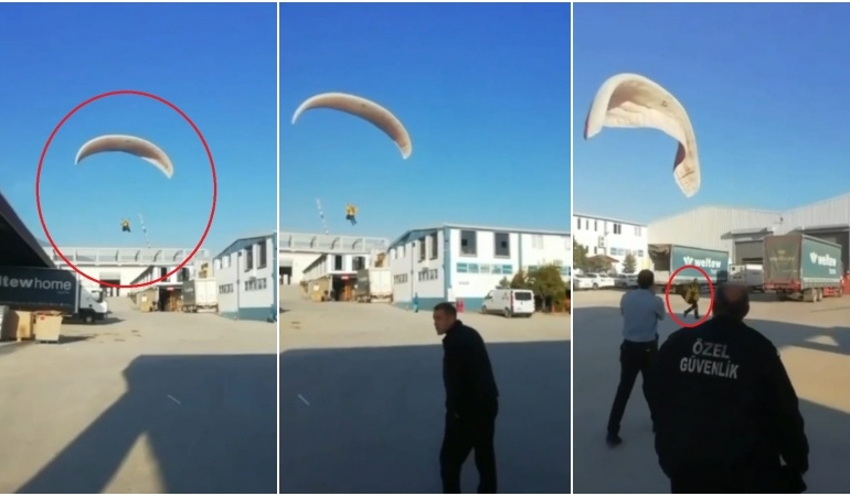 Mesaiye geç kalmamak için iş yerine paraşütle indi