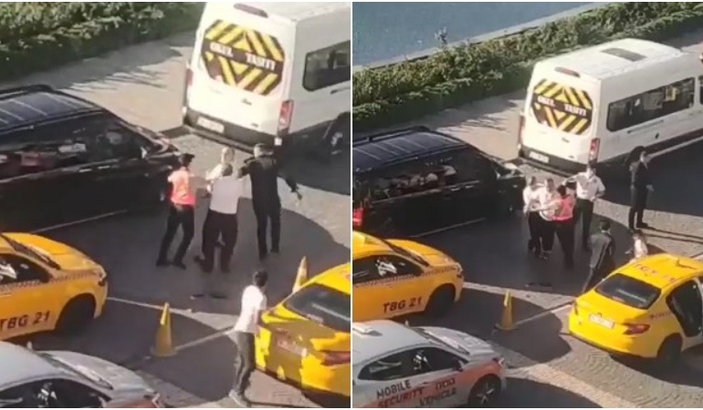 Ağlayan çocuğuna aldırmadan silah çekti
