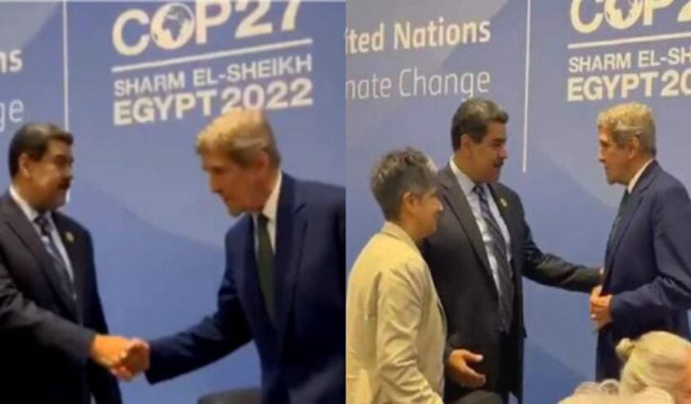 John Kerry, başına 15 milyon dolar ödül koydukları Maduro’nun önünde ceketini ilikledi