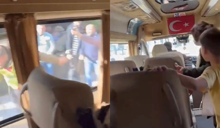 Okul servisinde korku dolu anlar: Çocuklar gözyaşları içinde izledi