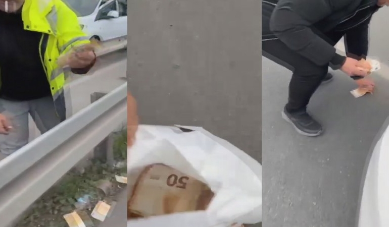 150 bin euro yola saçıldı