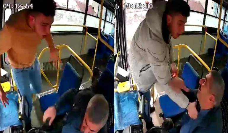 Otobüs şoförünü defalarca yumrukladı
