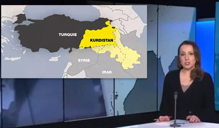 Fransız medyasından skandal yayın… Türkiye topraklarını ‘Kürdistan’ yaptılar!
