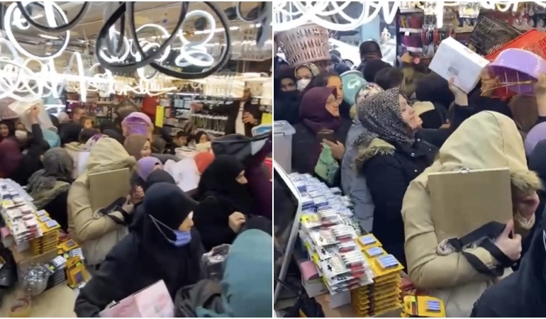 Ucuz ürün için birbirlerini ezdiler
