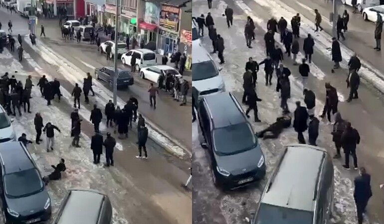 Cadde ortasında meydan savaşı gibi kavga!