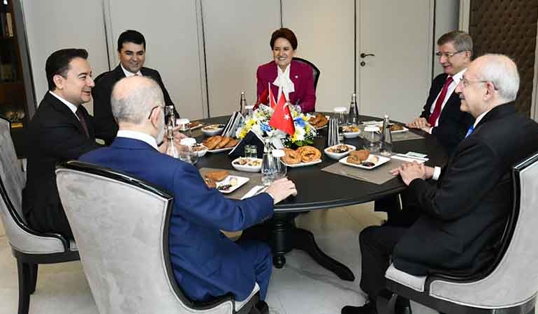 Altılı masanın kritik toplantısından ortak açıklama: Erdoğan aday olamaz
