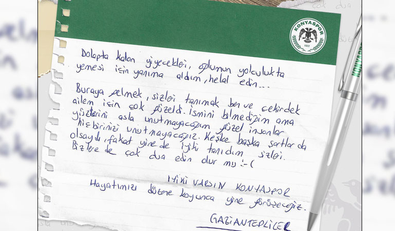 Stadyumda misafir edilen depremzede aileden Konyaspor’a duygulandıran not