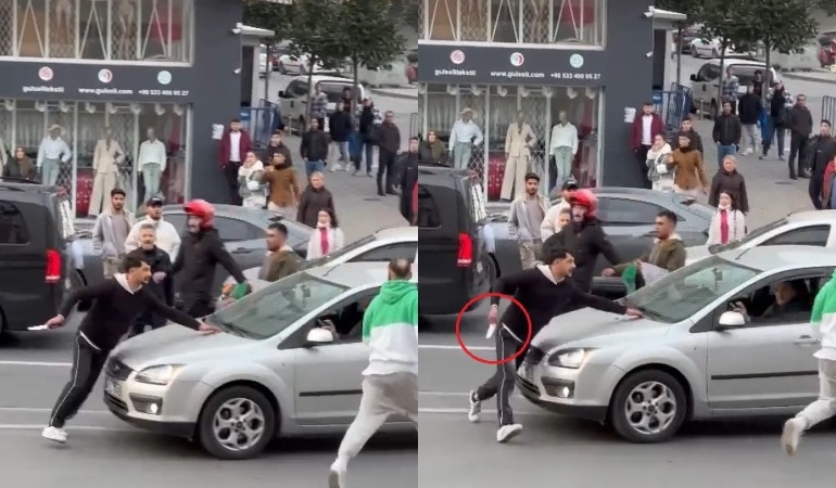 Cadde ortasında bıçaklı kavga