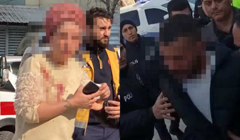 Korku dolu anlar: Kadını bıçakla rehin aldı