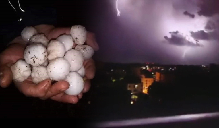 Kilis’te ‘Süper hücre’ paniği: Gök mora boyandı