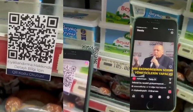 QR kodlu Erdoğan videosu market raflarında