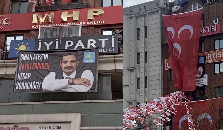 Bahçeli mitingi öncesi pankart savaşı
