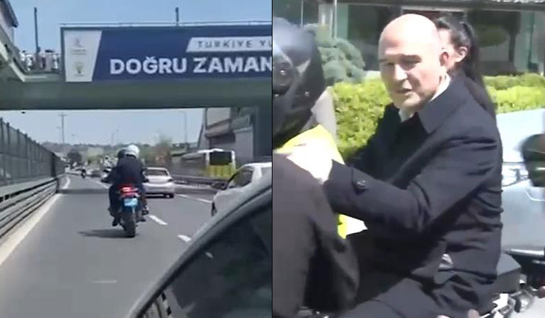 AKP adayı Soylu, polis motosikletiyle açılışa gitti