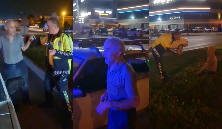 Alkollü sürücü polise zor anlar yaşattı: Ben eve gidiyorum, araba orada…
