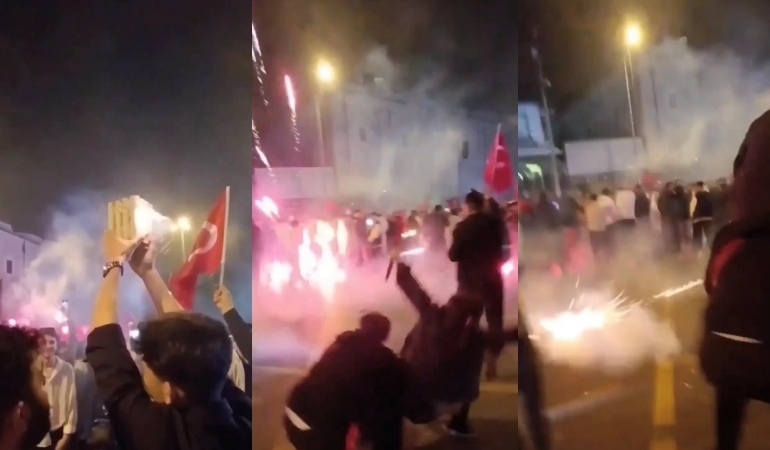 Seçim kutlamasında korku dolu anlar: Havai fişek elinde patladı