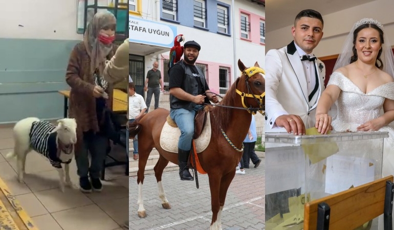 Sandık başında renkli görüntüler